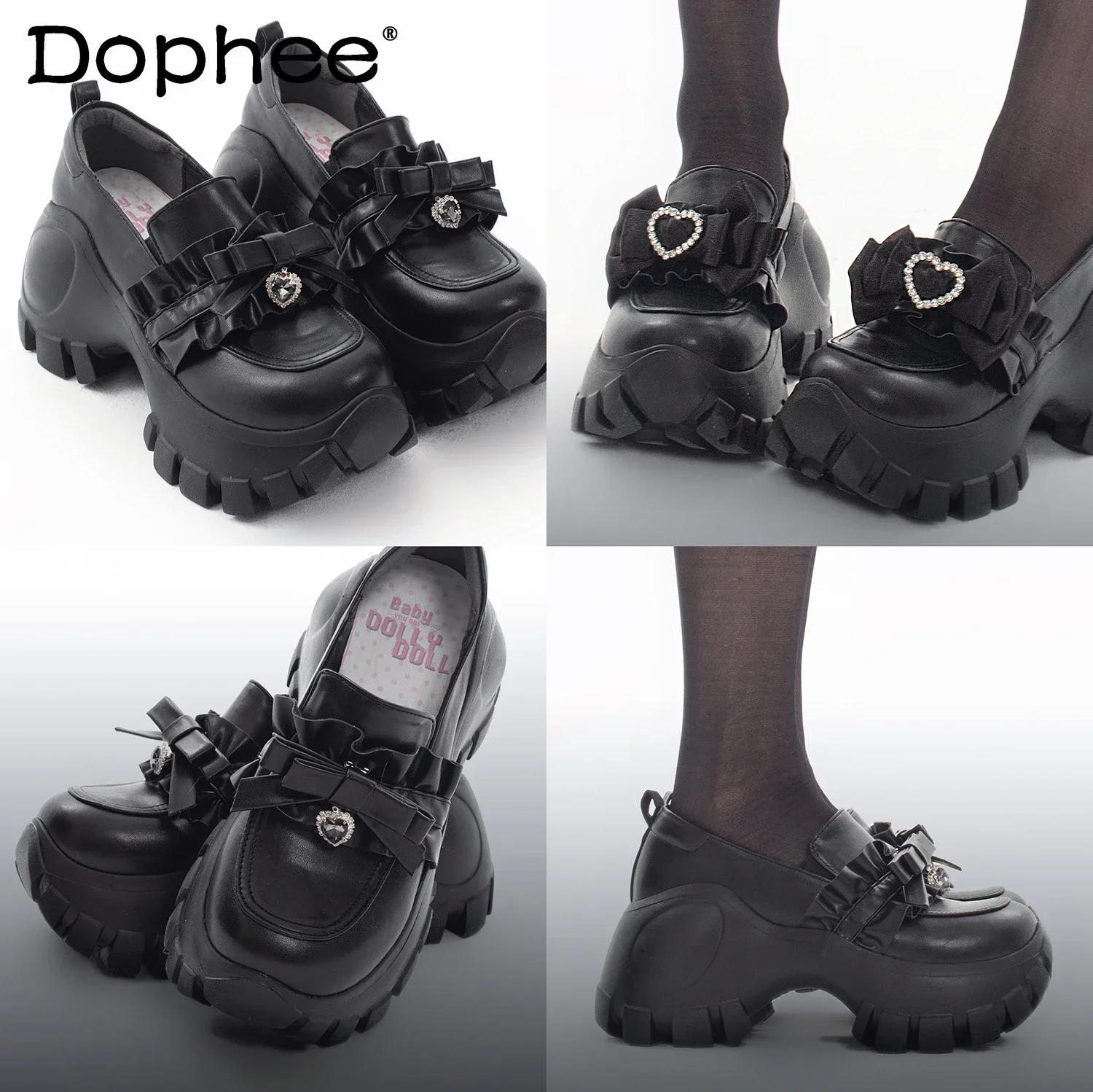 

Original Jk Uniform Shoes Japanese Style Girls Sweet Detachable Bowing Platform Heels Spring and Autumn Fashion Mary Jane Shoes