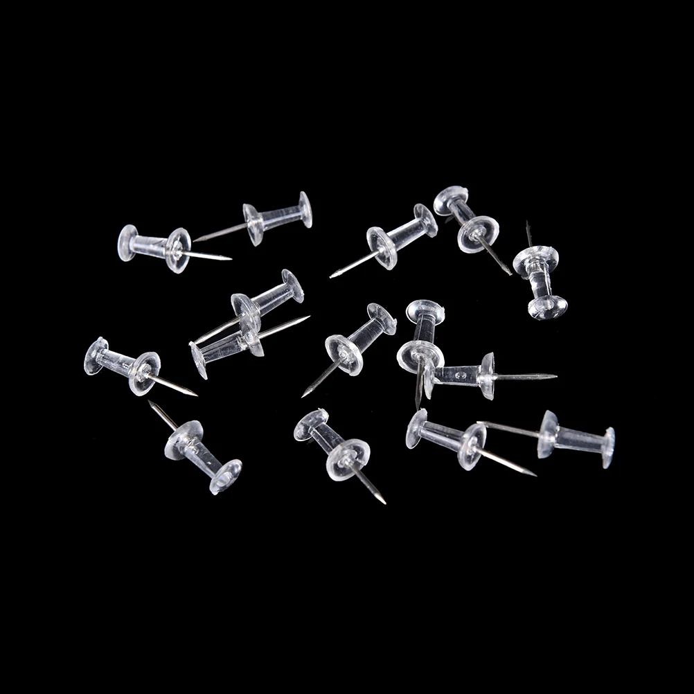 High 40 Pcs Transparent Push Pins Notice Board Map Drawing Fixing Nails Thumb Tacks Point Bulletin