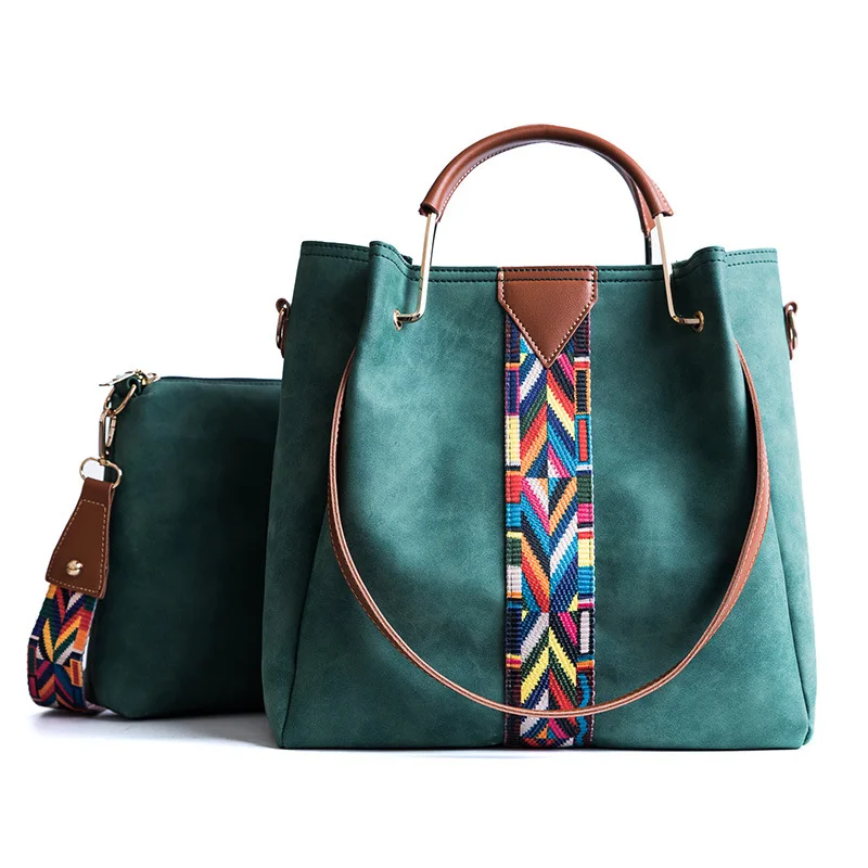 KK  2024 New Minimalist Color Barrel Mother and Child Bag Handheld One Shoulder Two Piece Matte Fabric Bag