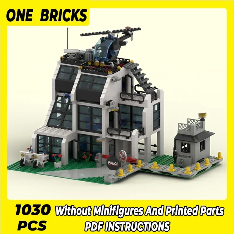 

Moc Building Blocks Modular Street View Police Station Technical Bricks DIY Assembly Construction Toys For Child Holiday Gifts