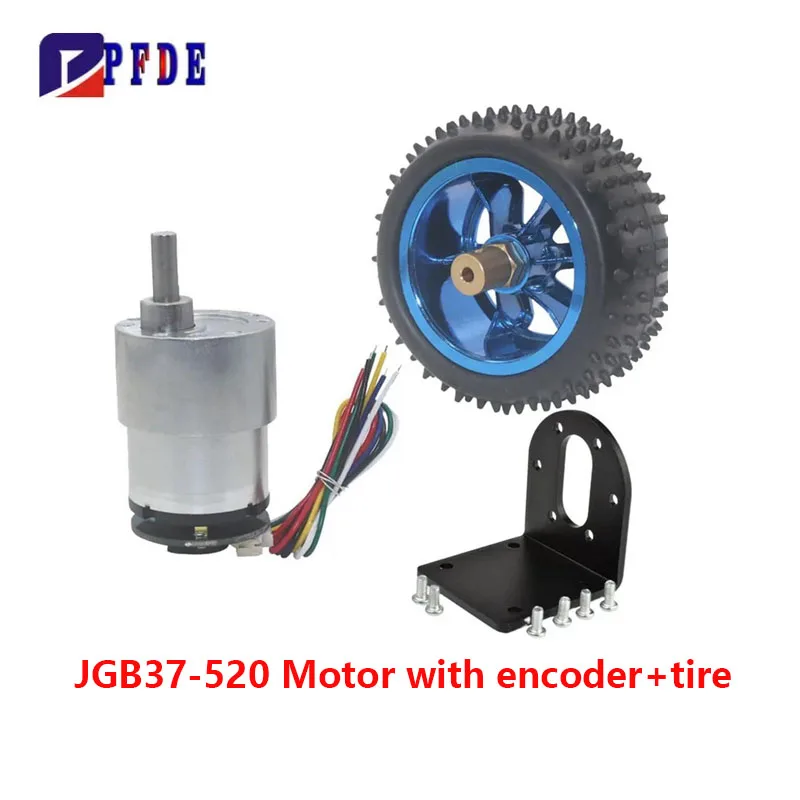 JGB37-520 Hall Encoder Brushed DC Motor 6V Forward And Reverse Adjustable Speed 6RPM-1590RPM Smart Car Kit With Wheels