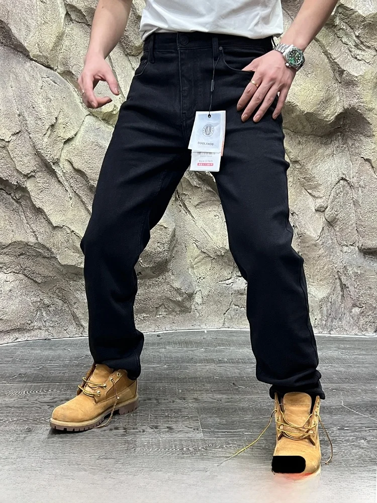 

Slim Fit Cotton Denim Jeans Men's Autumn Winter Warm Breathable Elastic Washed Style Straight Leg Jeans Comfortable And Stylish