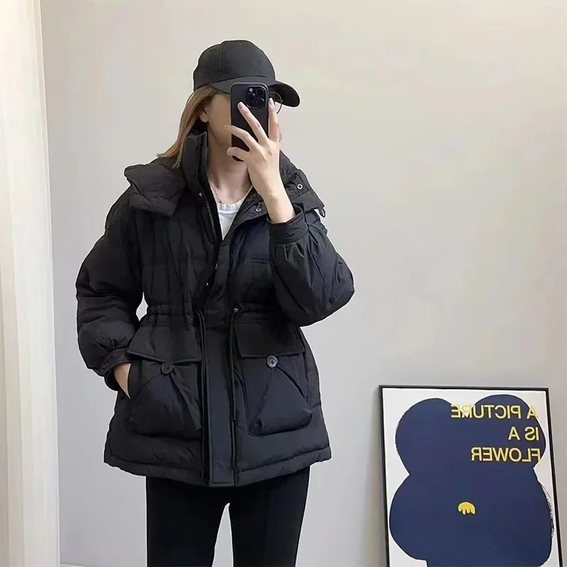 2024 New Women Down Jacket Winter Coat Female Short Parkas Warm Fashion Outwear Hooded Leisure Time Versatile Fashion Overcoat