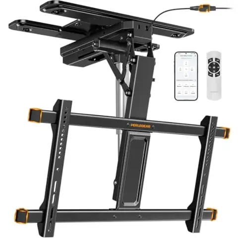 Motorized Ceiling TV Mount with App and Remote Control for 3275 Flat and Curved TVs up to 110 lbs Full Motion with Tilt and Swi