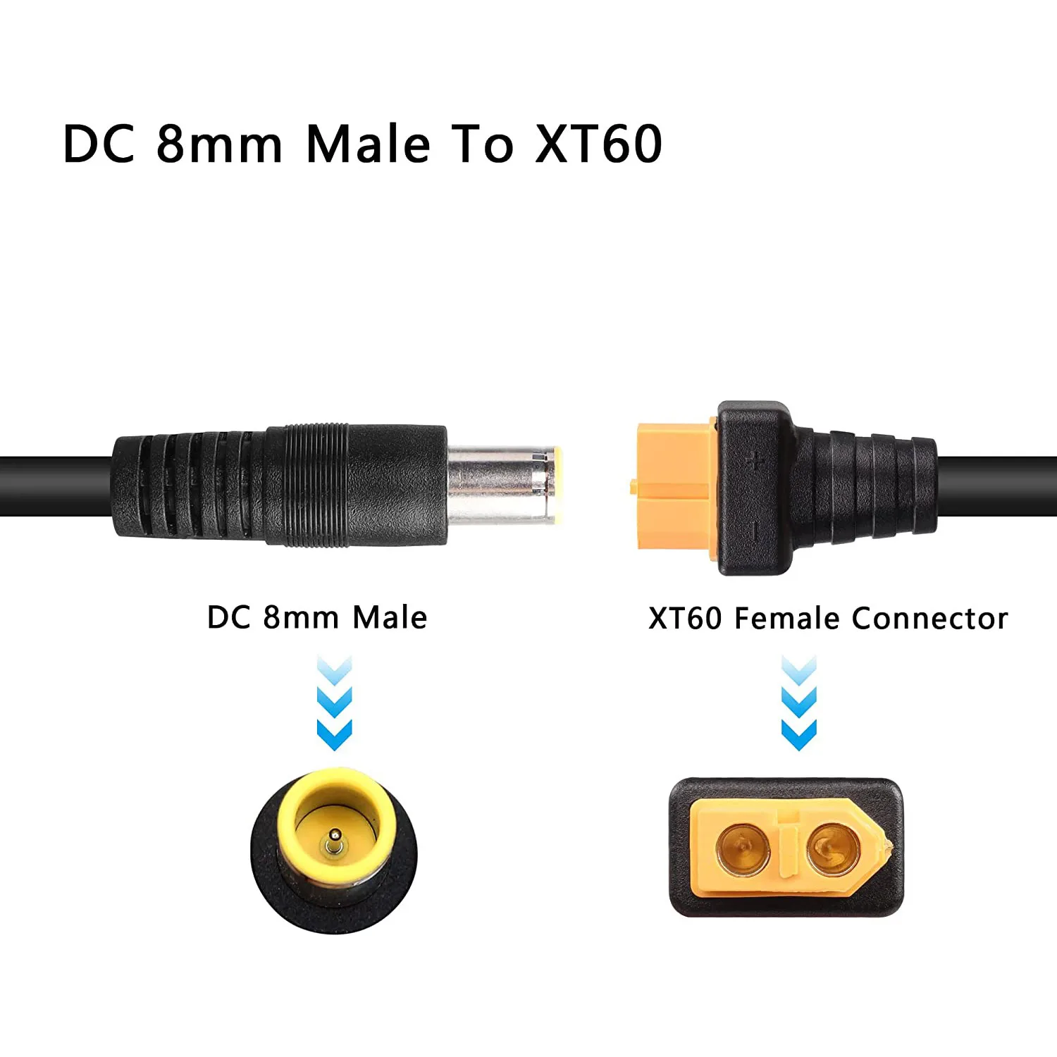 DC 8mm to XT60 Power Cable 14AWG DC 7909 Male to XT60 Female Adapter Cable for Solar Panel Portable Power Station Solar Generato