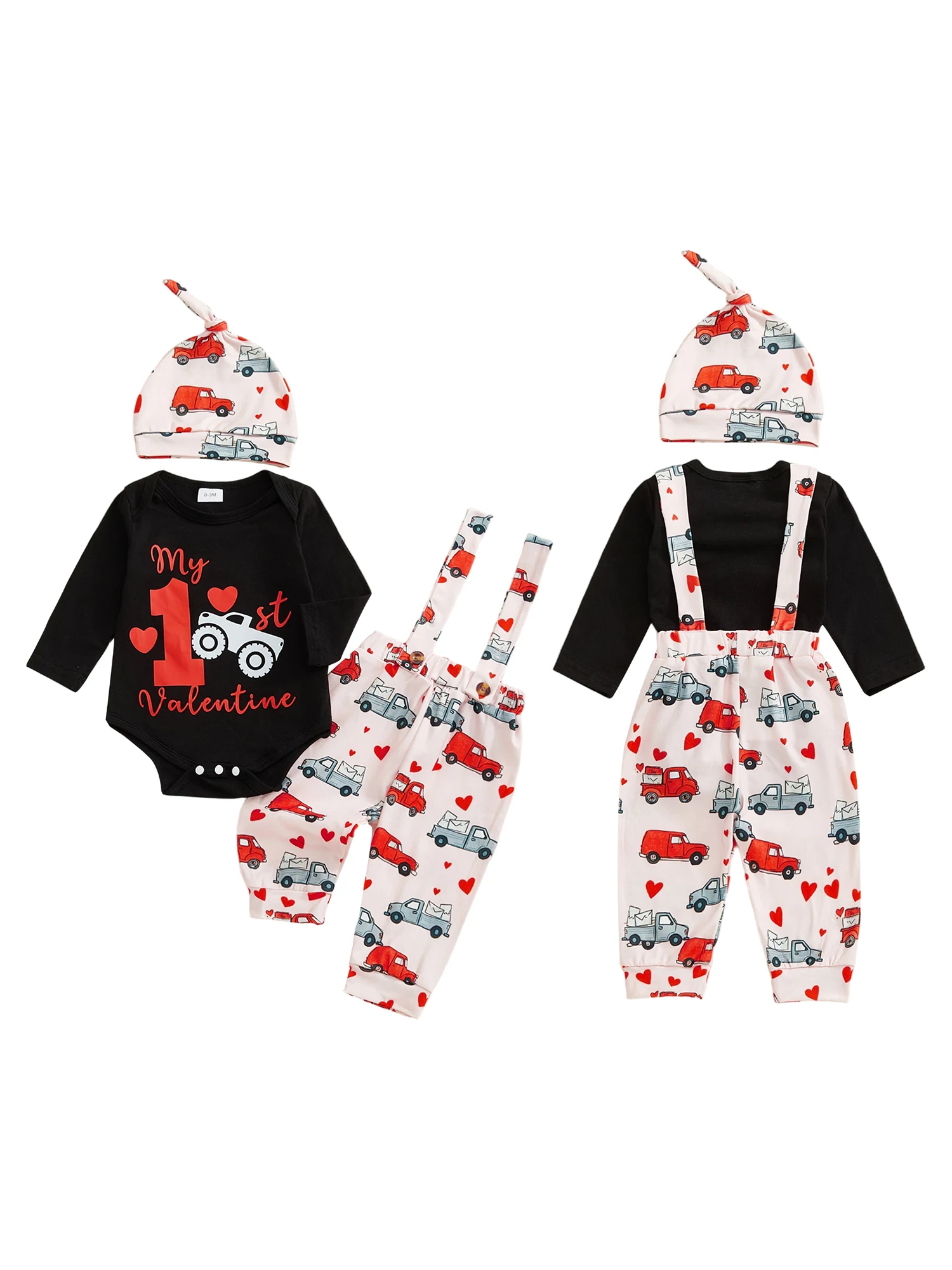 

Очаровательный комплект из 3 предметов ко Дню святого Валентина для маленьких мальчиков, комбинезон с длинными рукавами и принтом сердца, подходящая шляпа — стильный