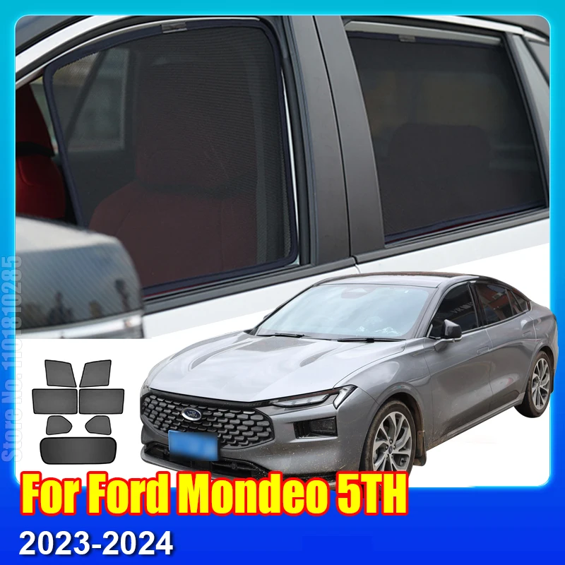 For Ford Mondeo 5TH Sedan 2023 2024 Car Magnetic Sunshade Shield Front Windshield Curtain Rear Side Baby Window Sun Shade Visor