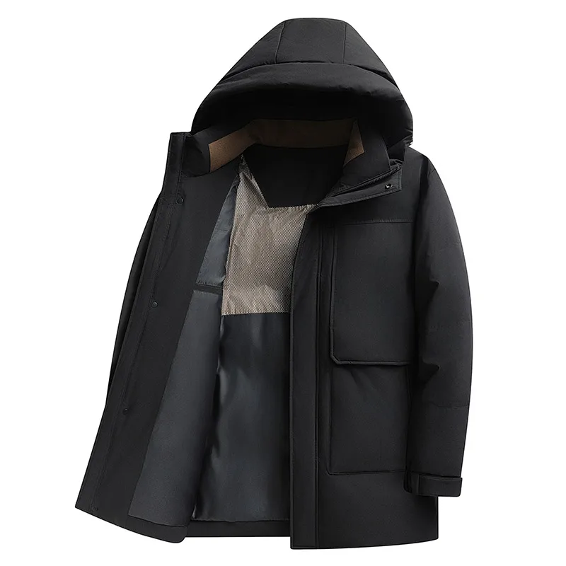 men's zippe rmid-length jacket  2026 autumn and winter men liner down coat casual hooded versatile down jacket for male M-3XL