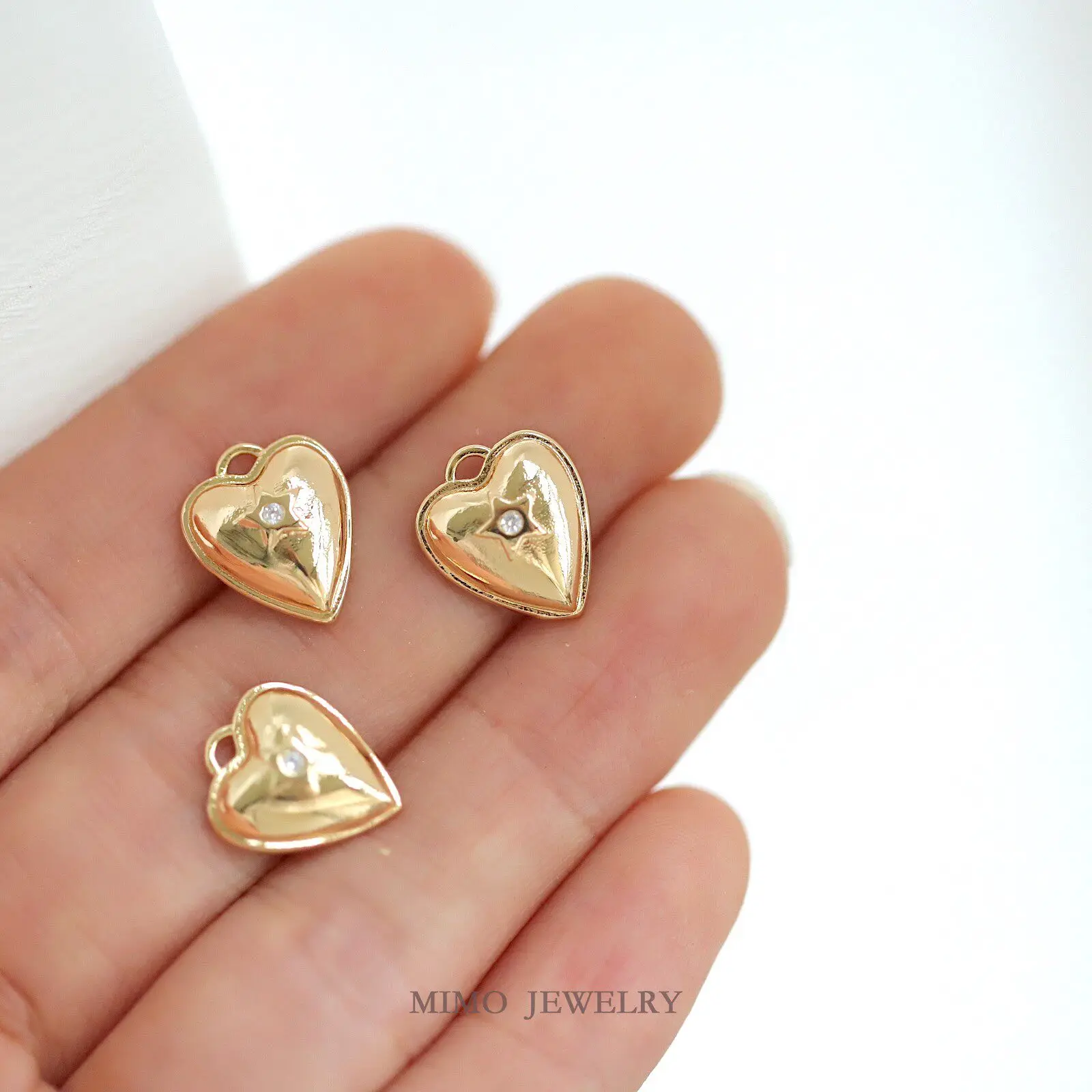 Copper Plated Gold Metal Punk Wind Relief Star Peach Heart Pendant Charms For Jewelry Making DIY Bracelet Accessories Findings