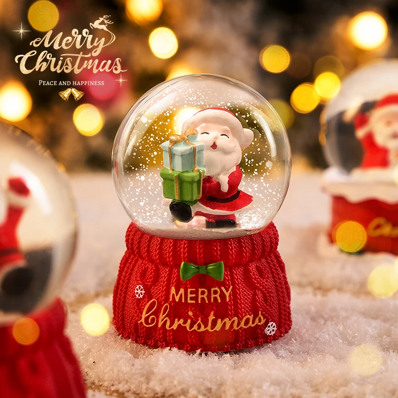 Christmas Decoration Desktop Ornament Santa Claus Crystal Ball Gift Small Toy Present Decorazioni Natalizie Room Decoration