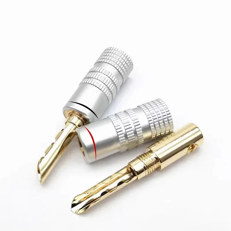 10/40/200PCS Pure Copper Gold Plated 4mm Banana Plug Connector For Audio Video Speaker Cable Terminal Connectors  Adapter Kit