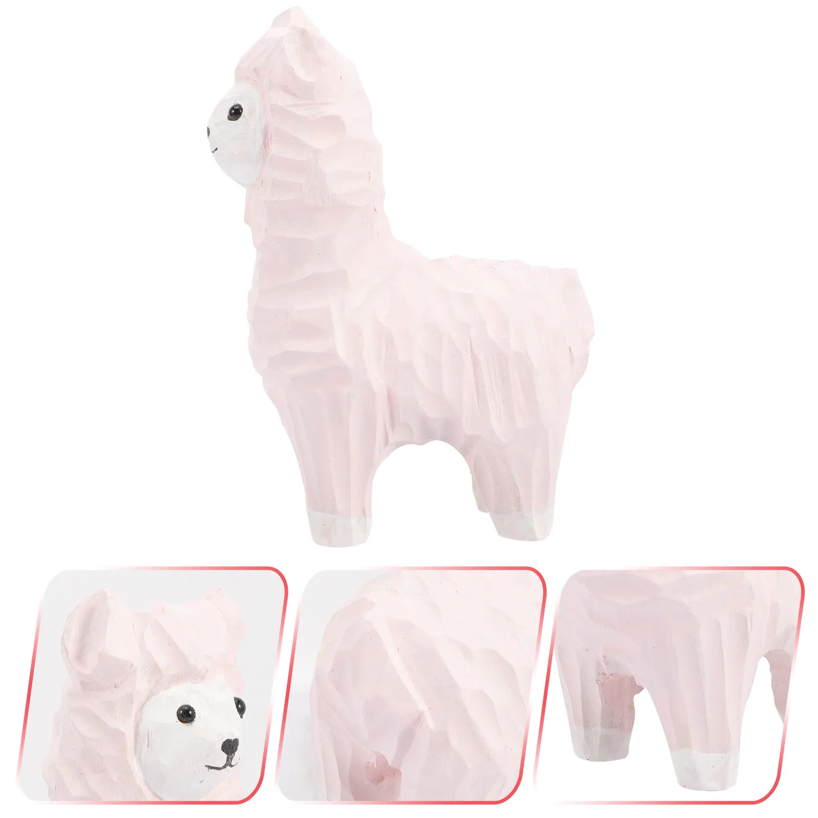 Wooden Carved Alpaca Ornament – Small Handcrafted Statue for Home, Office Decor & Gift