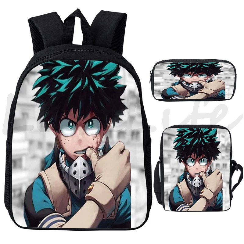 Nowość My Hero Academia Plecak 3szt/zestaw Trwały Student Bookbag Boku No Hero Academia Torby szkolne Chłopiec Dziewczyna Plecaki z miękkim oparciem