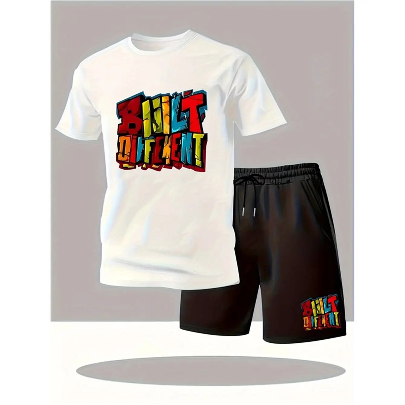 

Men's 2 Piece Set Crew Neck Short Sleeve & Drawstring Pocket Shorts Casual Fashion Breathable Fabric Summer Beach Outfit