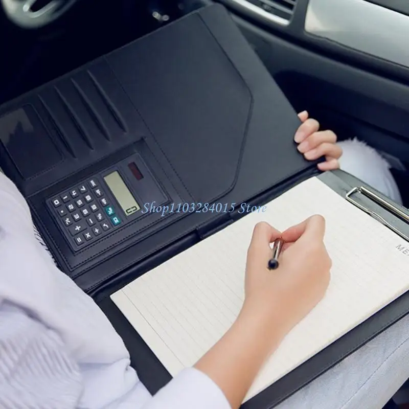 R6FF PU Leather Conference -Ordner mit Zwischenablage Mehrfach Taschenkarten -Taschen -Stift -Stift -Schläger -Clipboard Ordner