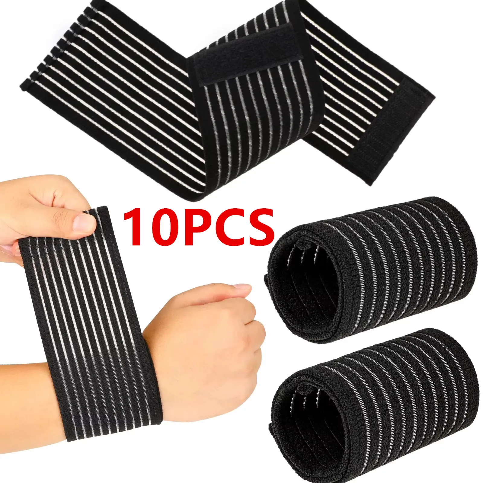 10 Pack Adjustable Carpal Tunnel Braces, Lightweight Wrist Wraps for Fitness Sports - Working Out, Sweat Absorbent Wristbands