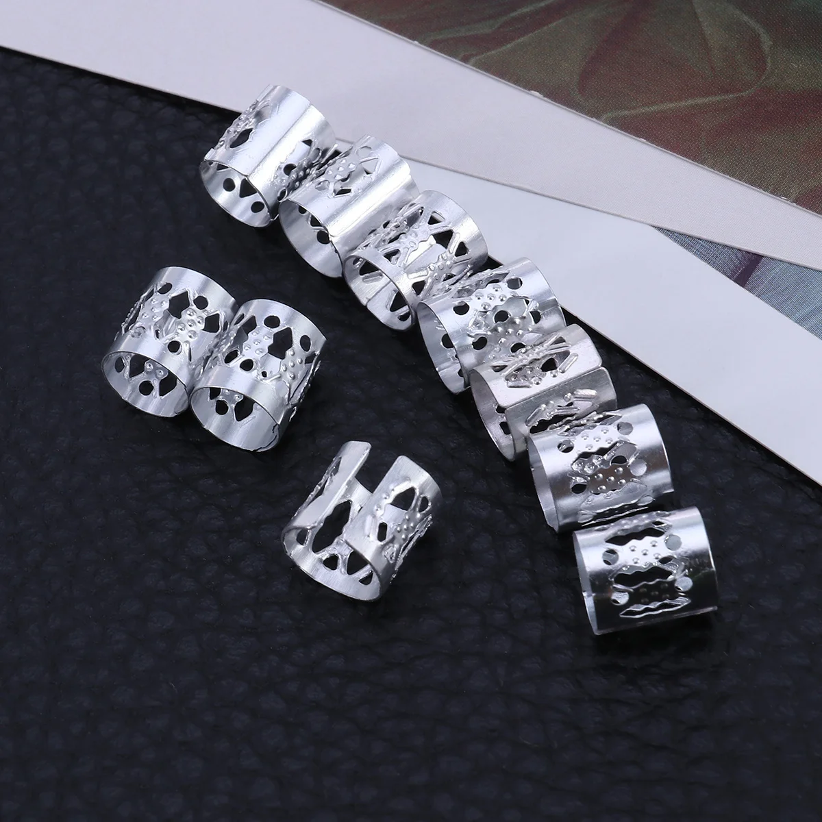 

10 шт., кольца для дредов, манжеты для волос, регулируемый алюминиевый сплав, диаметр 8 мм, длина 10 мм, аксессуары для плетения, манжеты для волос