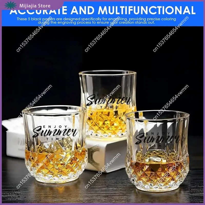 5 قطع من ورق وضع العلامات بالليزر 15 × 10.63 في أوراق الليزر السوداء لوضع علامات ونقش الألياف بالليزر