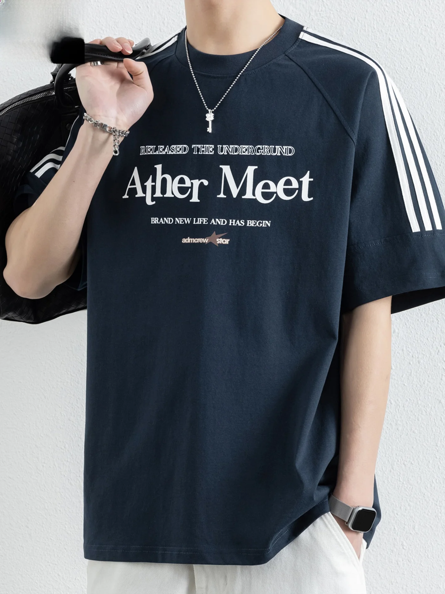 Camiseta Masculina TUCANO de Manga Curta, Estilo Americano, Caimento Solto, Algodão, Poliéster e Viscose, Nova Coleção de Verão