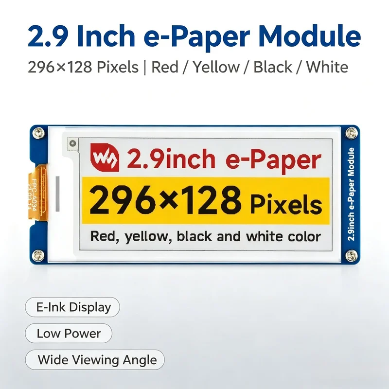 2.9inch E-Paper Display (G), E-Ink Display Raspberry Pi/ESP32/, 296x128, Red/Yellow/Black/White, SPI
