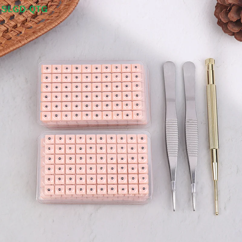 New 4 In 1 Set Multi-Condition Ear Seeds Acupuncture Auricular Sticker Kit 600pcs With Acupressure Chart Tweezer Auricular Probe