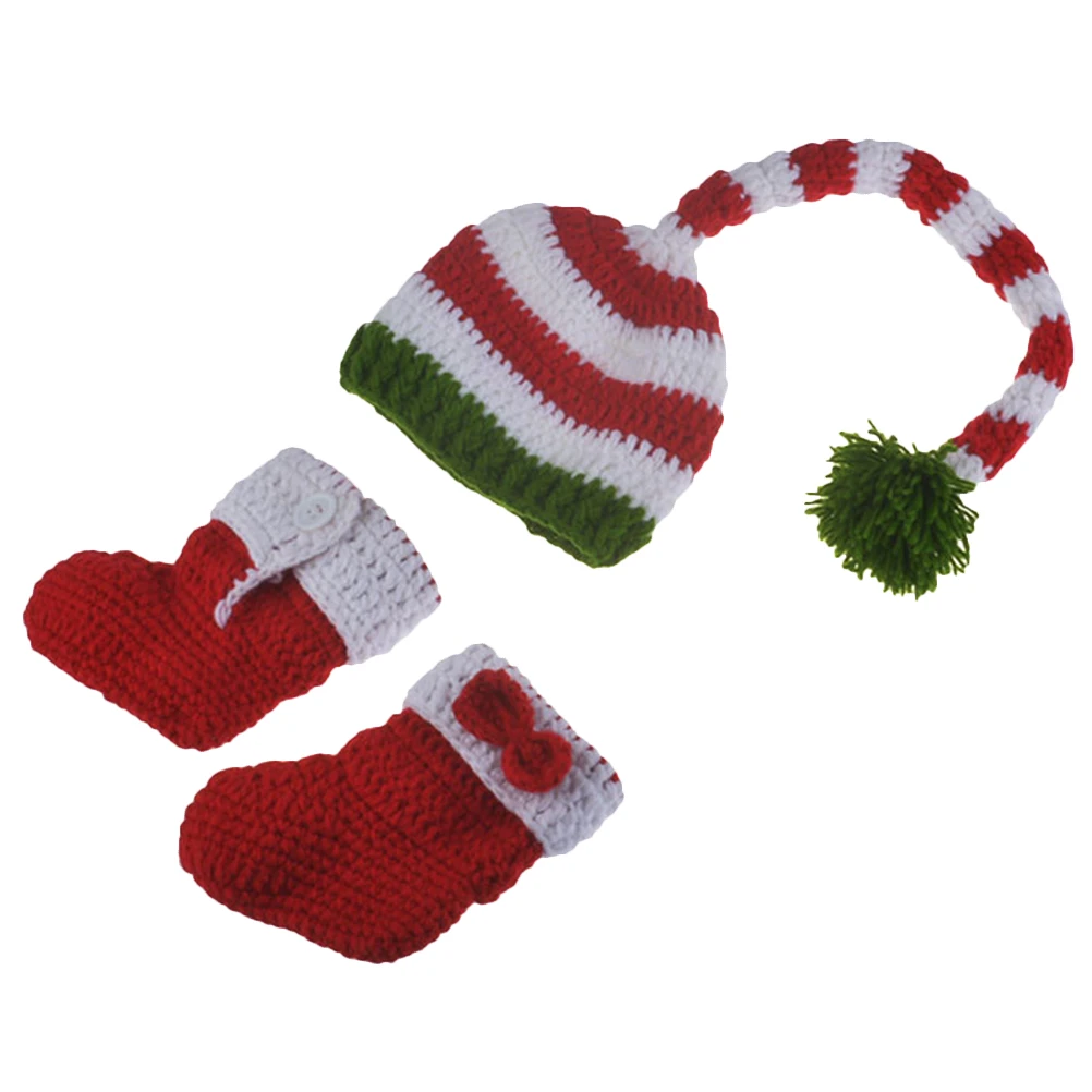 

Christmas Hat Socks Set Baby Photography Props Girl Outfit Costumes Yarn Children Suit Clothes Newborn Outfits