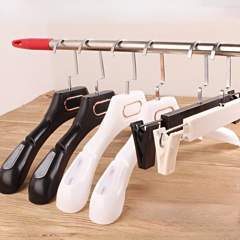 5Pcs/lot Plastic Clothes Hangers Slip-Proof Bathroom Towel Holder Adult Wide Shoulder with Notch Drying Rack Organizer Coats