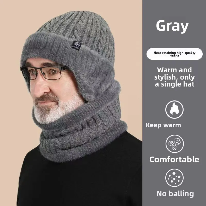 Gestrickte Biker-Mütze für Herren, Warmer Ohrenschutz, Fahrrad-Outdoormütze, Winddichte Kälteschutzmütze für Herbst und Winter, Tägliche Bekleidung für Ältere – Detail 2