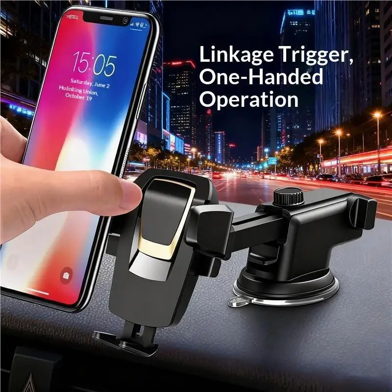 Linkage Sucker Car Phone Mount Stand 360° Rotating Non-slip Stable Holder Universal for Dashboard Windshield Use
