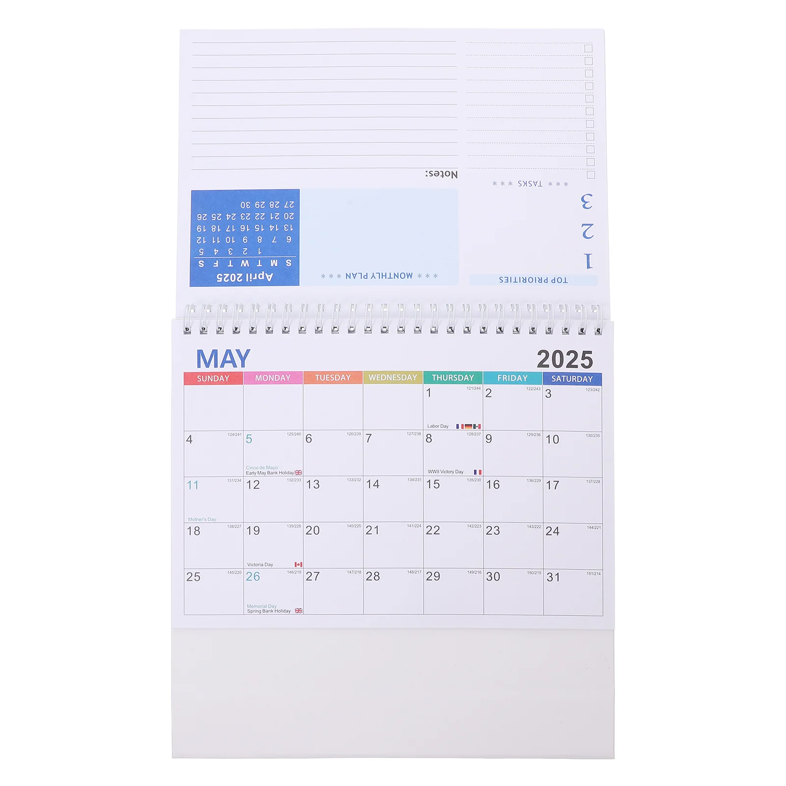 2025 Desk Calendar Spiral Standing Flip for Classroom Desktop Large Calendars Advent Calender Decorate Teacher