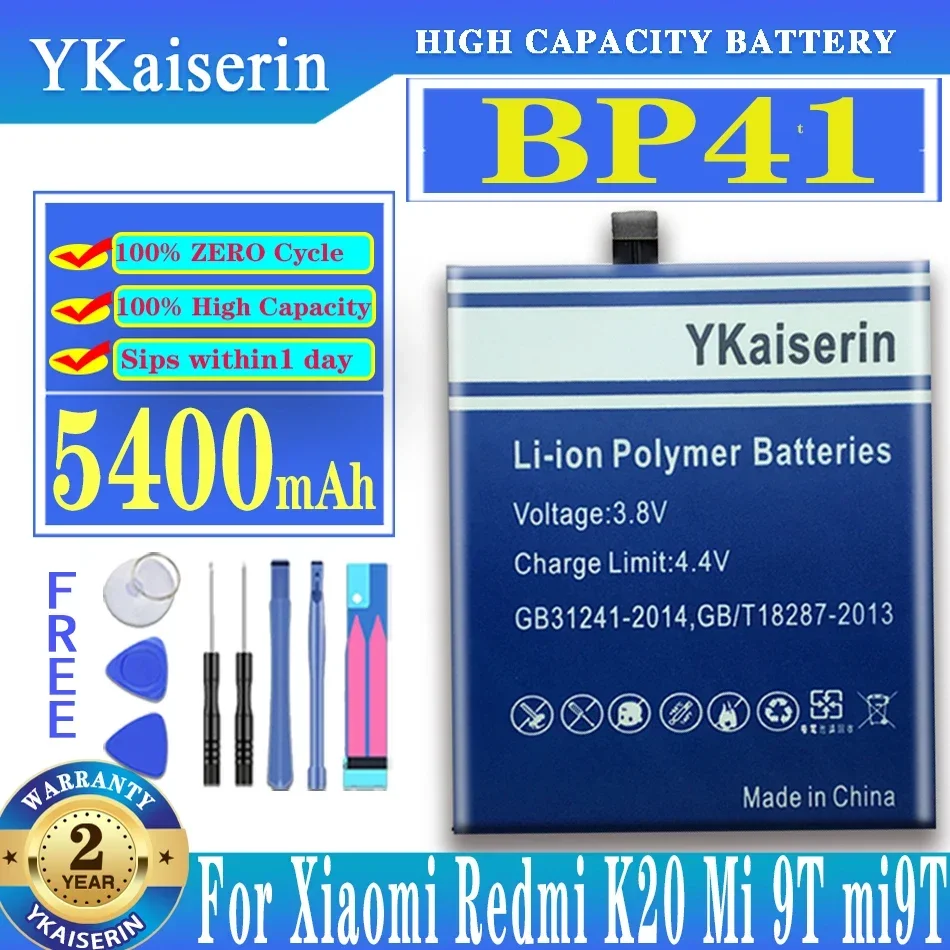 YKaiserin BP41 5400mAh Battery for Xiaomi Redmi K20 K20 Pro K20Pro Xiaomi Mi 9T T9 Pro BP40 /K20 Mi 9T Mi9T Batteries +Tools