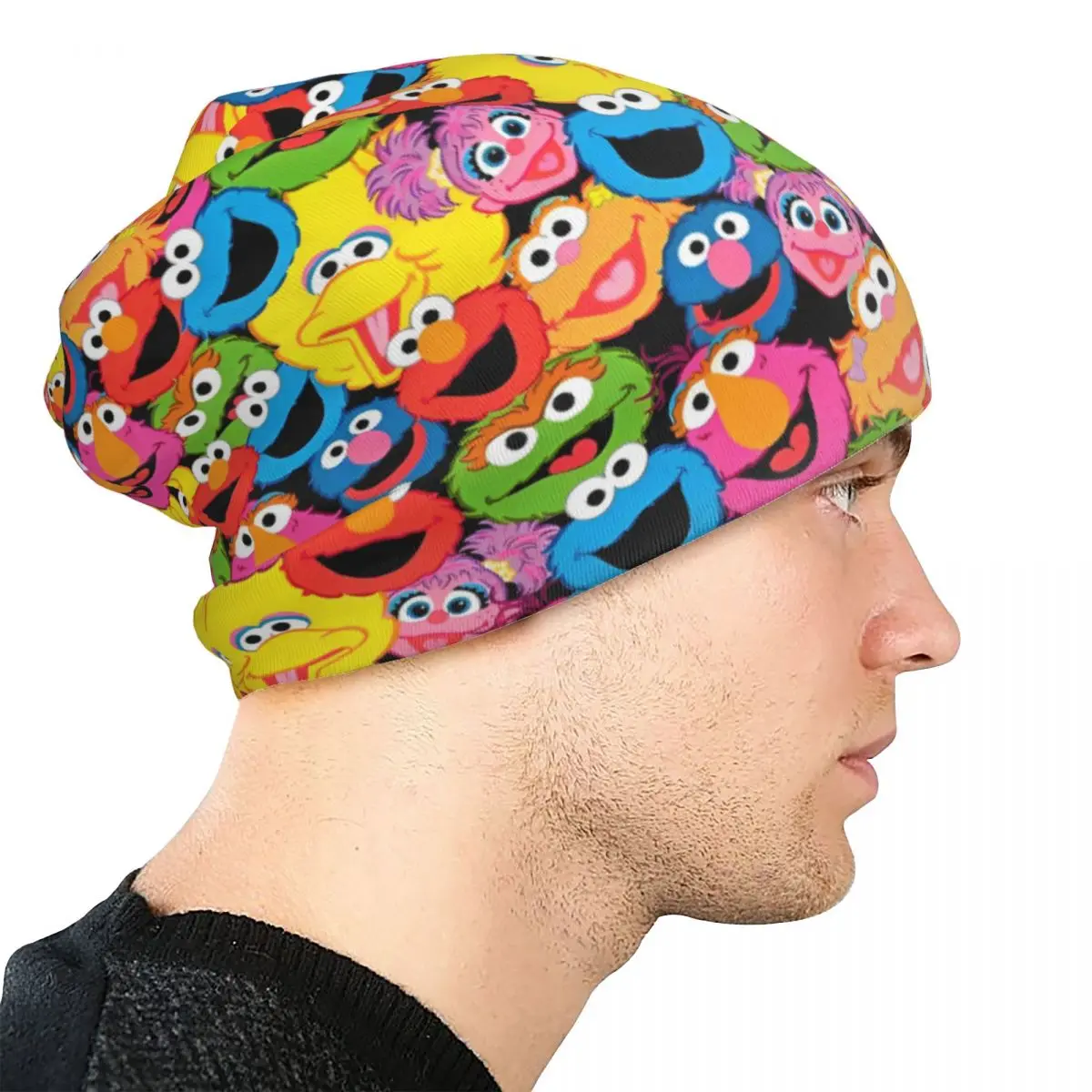 S-Sesame Street Cartoon Comedy Bonnet Hats Casual Street Skullies Beanies Hat Sesame Street for Men Women Warm Multifunction Cap