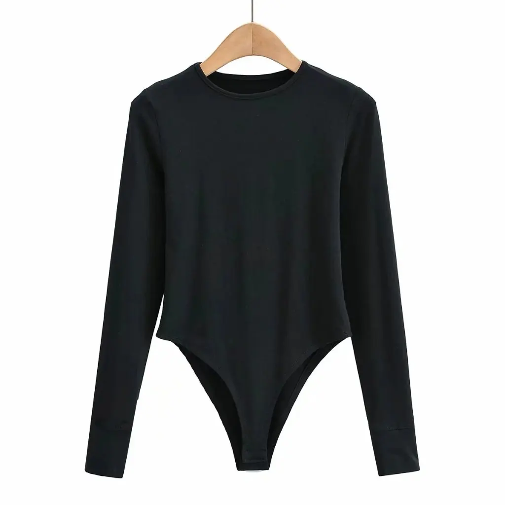 

Women's Slim Fit Long Sleeve Jumpsuit European American Style round Neck T-Shirt Top for Autumn Sexy Tight Bodycon Design