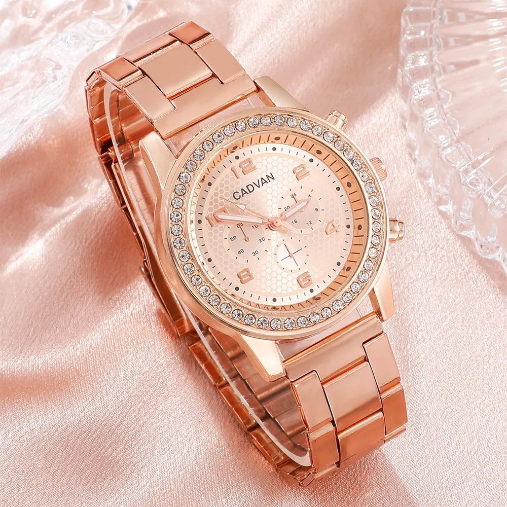 6PCS Set Women Rose Gold Luxury Quartz Watch Rhinestone Fashion Wristwatch Casual Ladies Watches Bracelet Set Clock Montre Femme