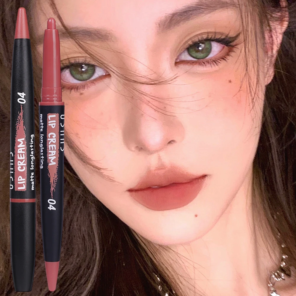 Lápiz labial de larga duración para mujer, delineador de labios de color marrón Nude, resistente al agua, contorno 3D, tinte de labios de alto pigmento, maquillaje