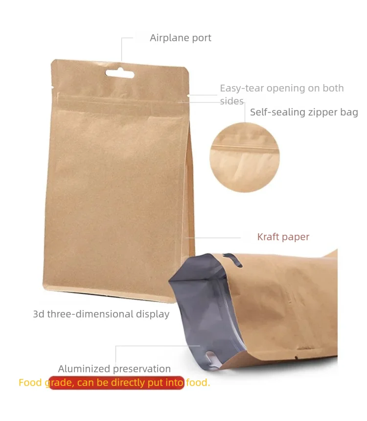 50 sacchetti per imballaggio per uso generale, sacchetti di carta kraft, bustine di tè, sacchetti di alluminio, sacchetti richiudibili per uso alimentare