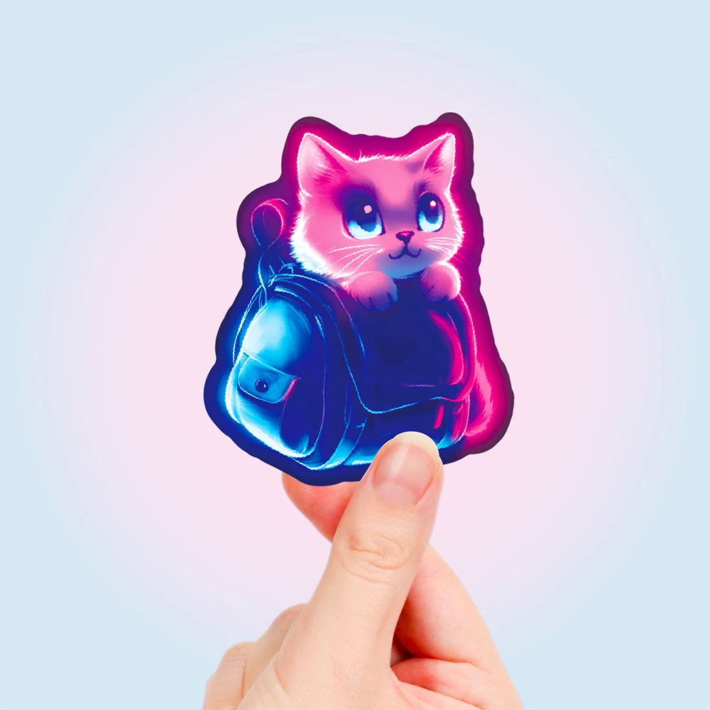 10/30/50pcs Dessin Animé Néon Chat Mignon Graffiti Autocollants Esthétique Animal Autocollants BRICOLAGE Papeterie Téléphone Portable Autocollant Étanche Jouet