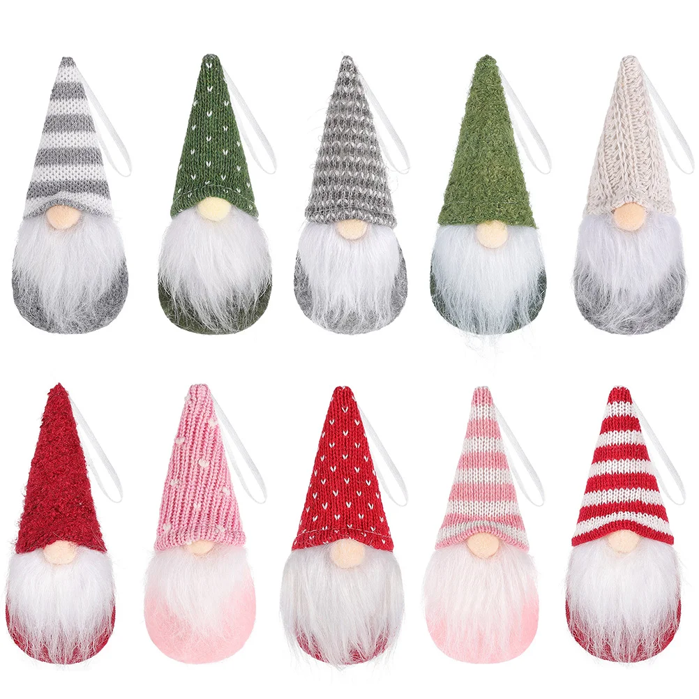 10 Pcs Christmas Knitted Pendant Tree Gnomes Decorations Kits Mini Nutcraker Ornaments Unique for