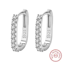 Fine 925 gioielli in cristallo in argento Sterling moda zircone cerchio orecchini a cerchio per donna signora regalo festa di nozze