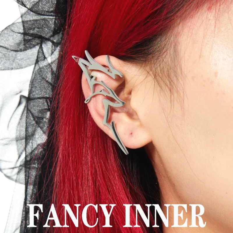 

New Trendy Ear Clip Hollow Stainless Steel Simple Geometric Metal No Ear Pierce Punk Cool Earrings for Women Men Couple Jewelry