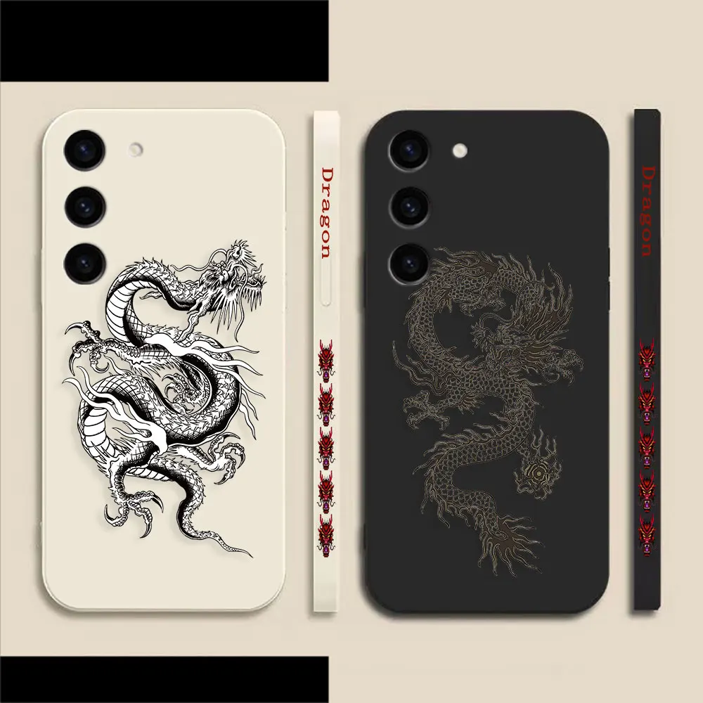 Chinese Dragon Pen Drawing Phone Case For Samsung S24 S23 S22 S21 S20 FE S11 S11E S10 S30 Ultra Plus 4G 5G Case Fundas Shell