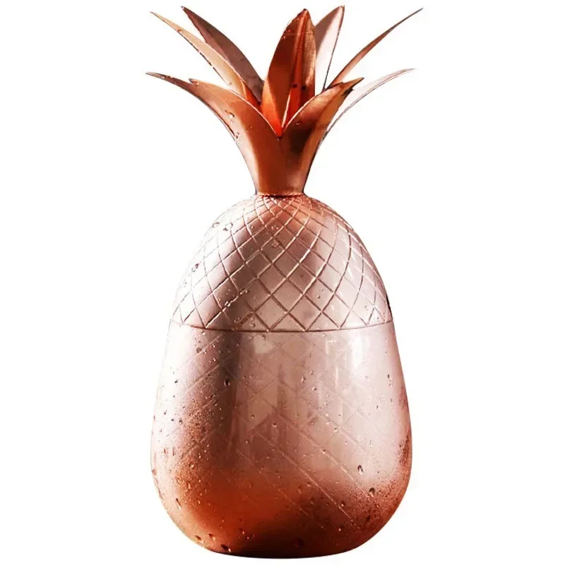 500ml Pineapple Cocktail Cup Moscow Mule Cup Stainless Steel Drinking Cup Tumbler With Straw Party Bar Tools