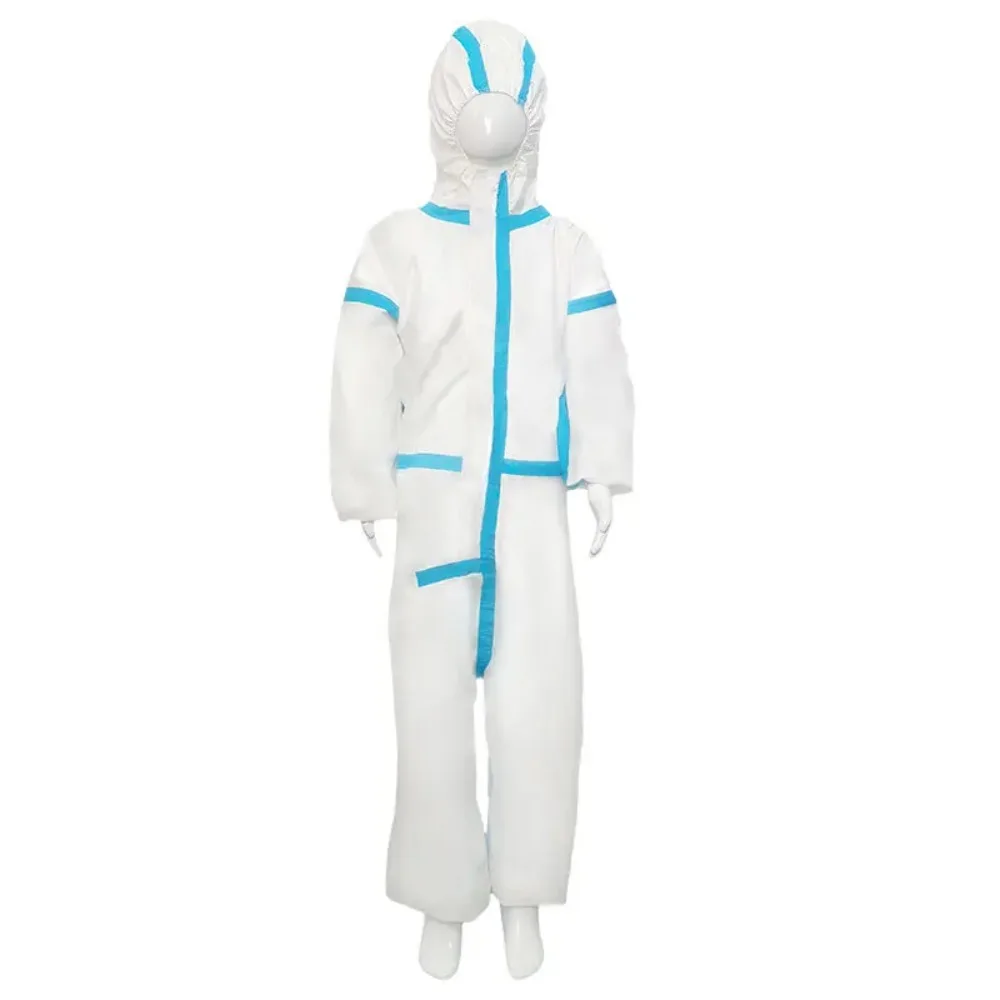 Lightweight Disposable Coveralls Breathable Dustproof Isolation Suit with Hood Children Full Body Protective Gown Clothing