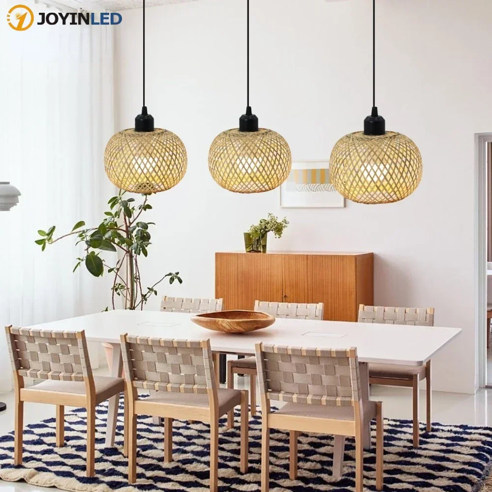 Bamboo Pendant Lamp Lustre Chandelier Hanging Lamp Handmade Rattan Pendant Light Fixture Dining Room Indoor Lighting Indoor