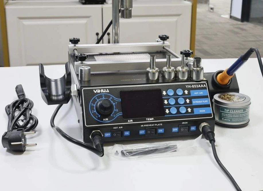 For YIHUA 853AAA Soldering Station with Built-in Preheating and 3-in-1 Hot Air Gun Welding Repair Tools Home BGA Desoldering