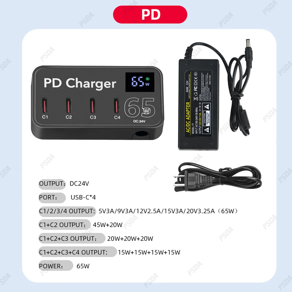 Imagem -06 - Dock Estação de Carregamento Rápido para Celular Carregador pd Usb Portas Hub Power Display Universal Adaptador de Energia Desktop 65w