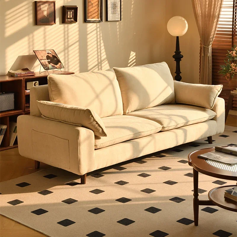 X40 Retro Sofa Chinese Antique Style Simple Modern Small Apartment Living Room Apartment Straight Row Double Fabric Sofa