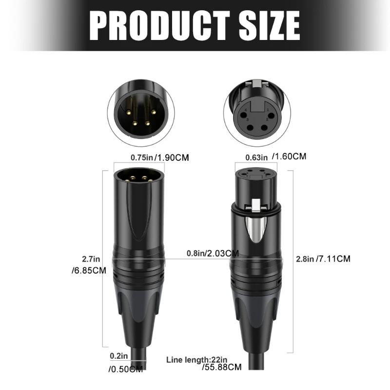 Durability 4Pin XLR Y Splitter Microphone Cable For Microphone Mixer Connection 83CF