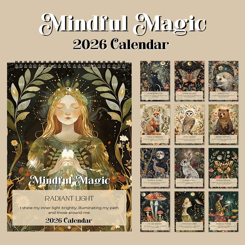 

【Nice】Календарь Mindful Magic 2026 Dark Wind, настольный календарь, декоративный настенный календарь