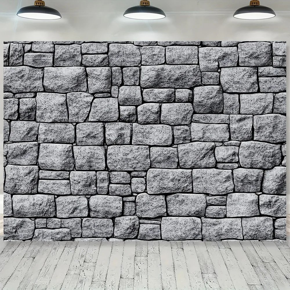 1-teiliger mittelalterlicher Wandhintergrund aus Stein – realistisches Ziegeldesign, perfekt für Geburtstagsparty-Dekorationen und Innenräume – Detail 2